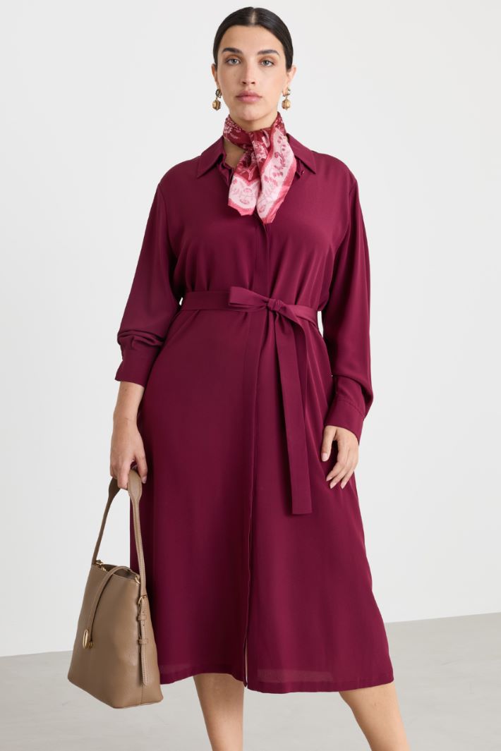 Belted shirt dress - BORDEAUX - Intrend - 2