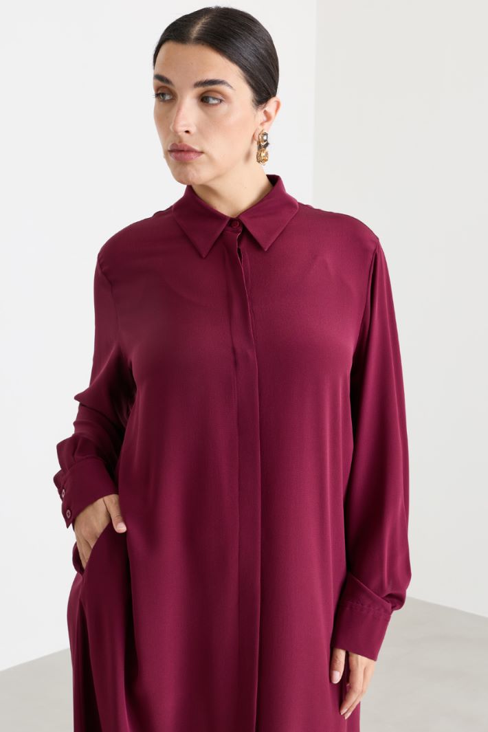 Belted shirt dress - BORDEAUX - Intrend - 3