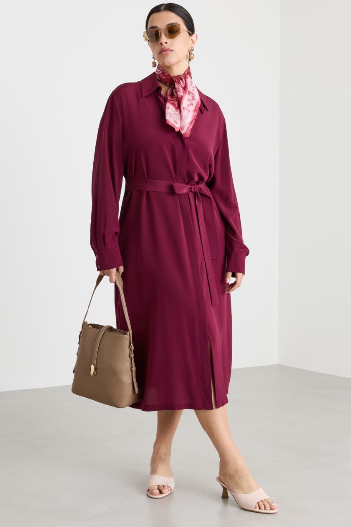 Belted shirt dress - BORDEAUX - Intrend