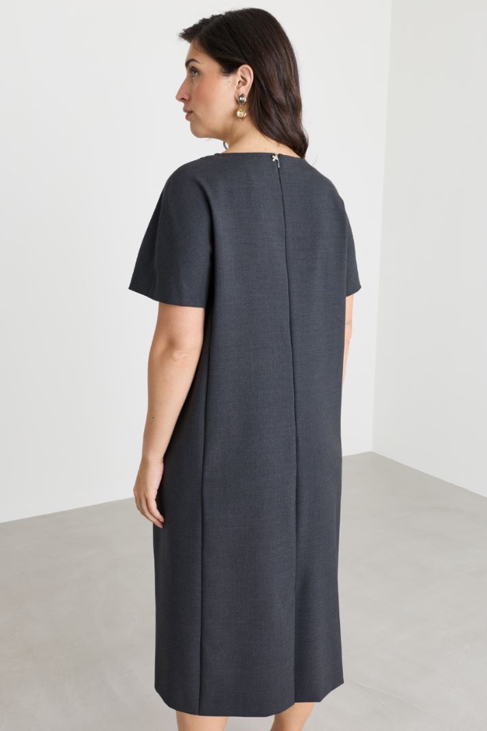 Wool canvas dress - GREY - Intrend - 4