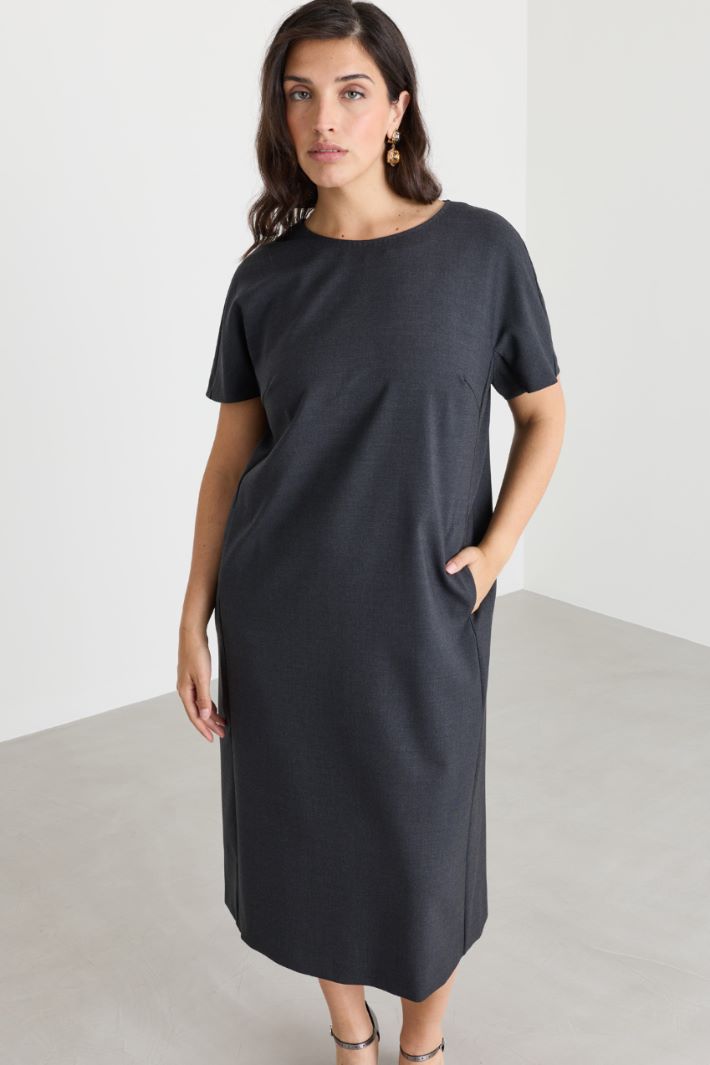 Wool canvas dress - GREY - Intrend - 2