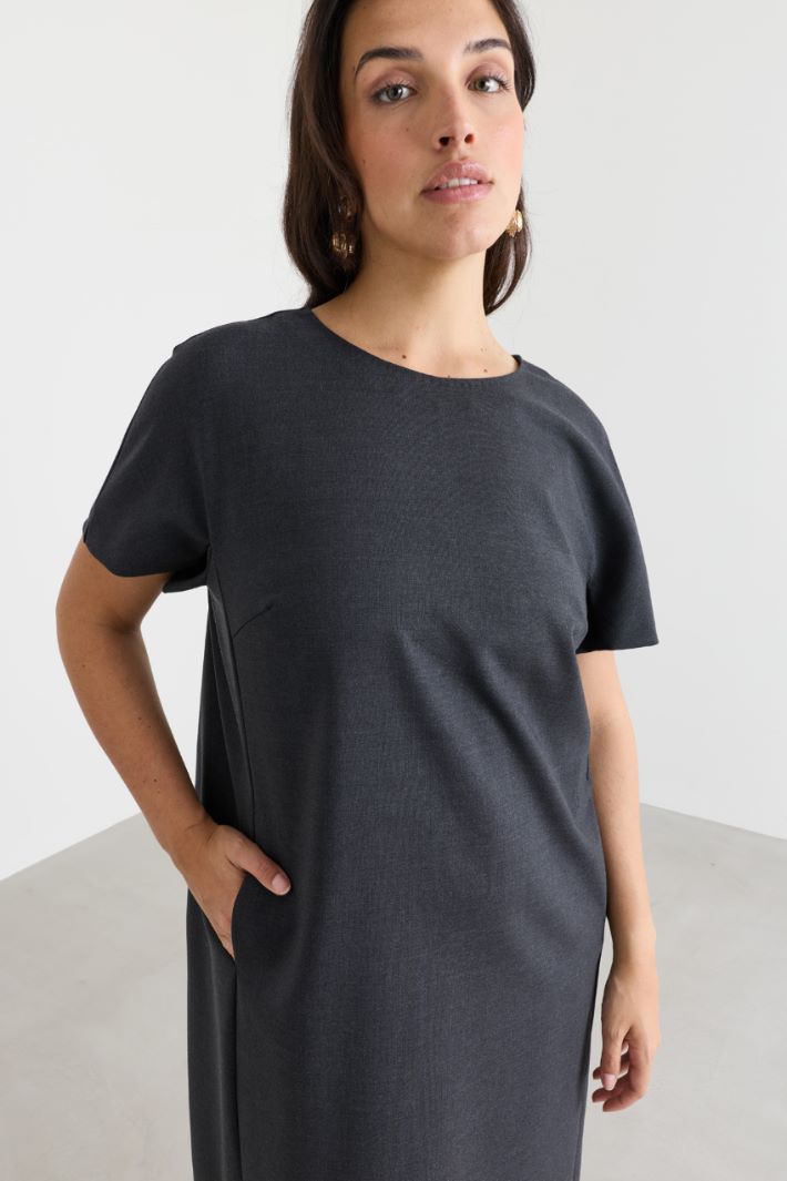 Wool canvas dress - GREY - Intrend - 3