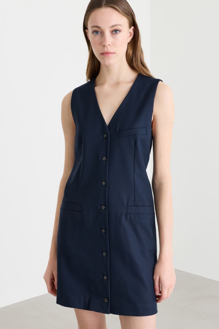 Button-through sleeveless dress - BLUE - Intrend - 2