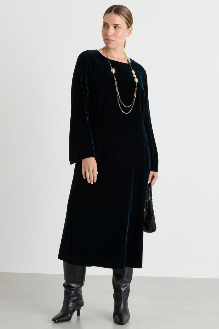 Velvet dress - BLUE - Intrend