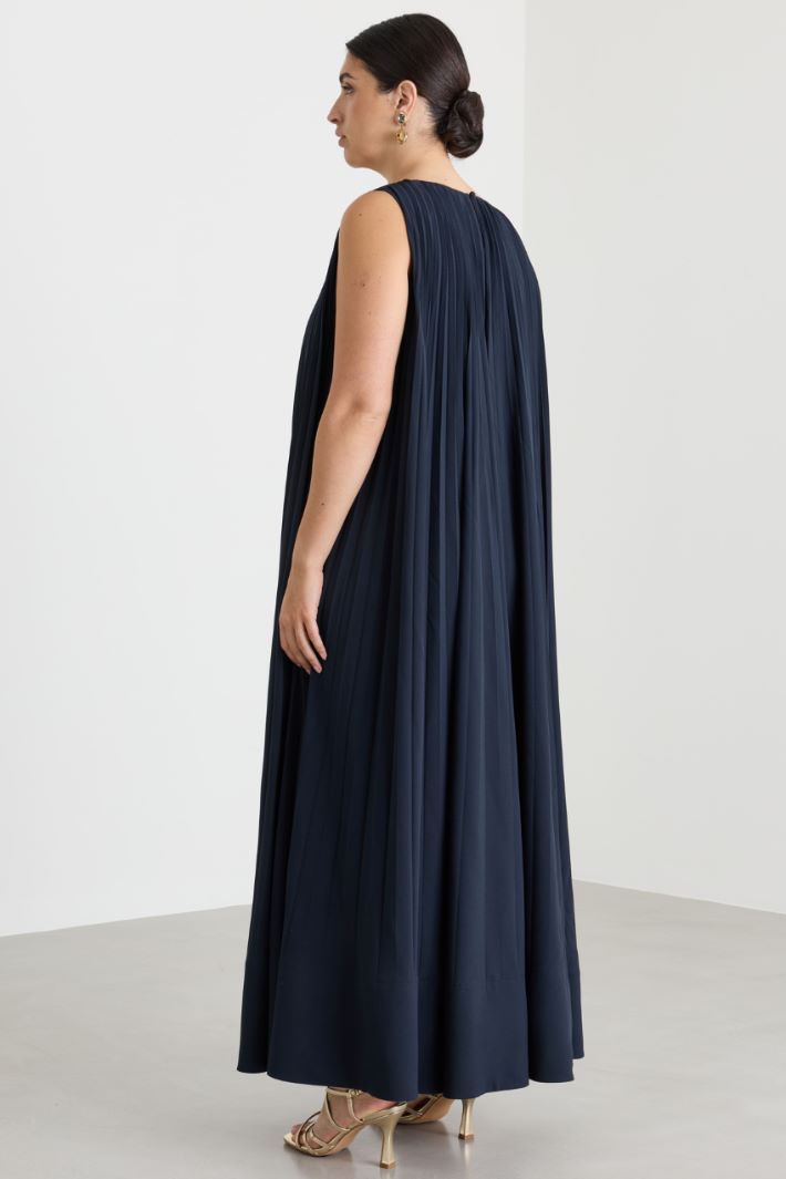Plissé crepe dress - BLUE - Intrend - 4