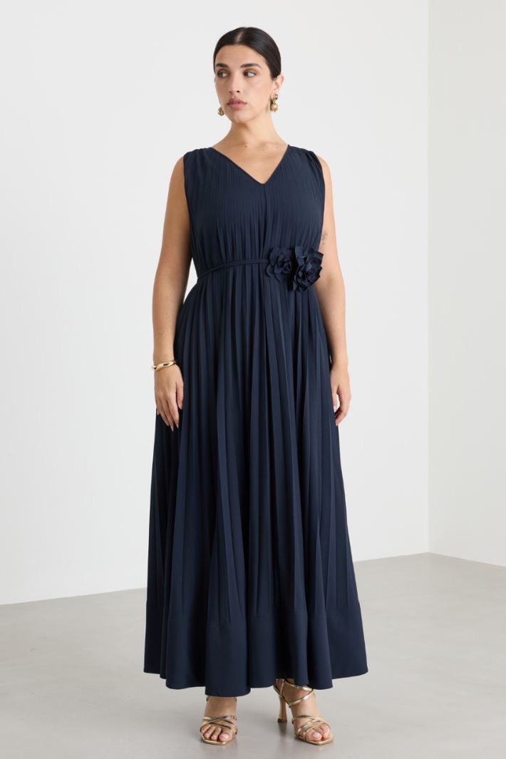 Plissé crepe dress - BLUE - Intrend - 2