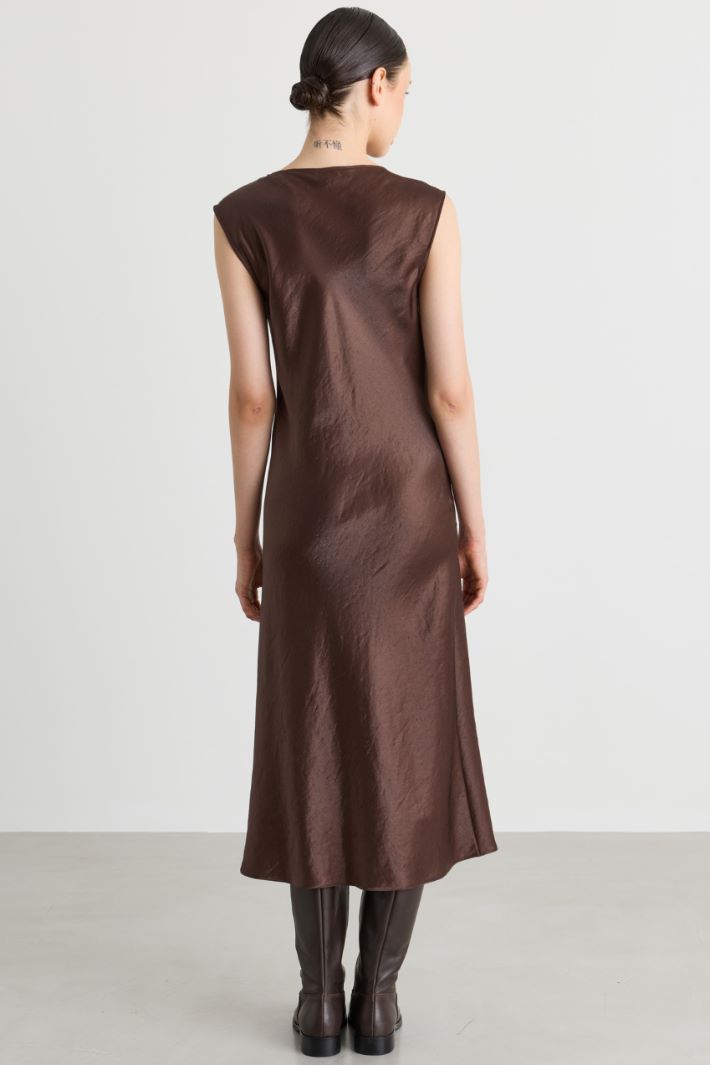 Ruched-neck dress - BROWN - Intrend - 4