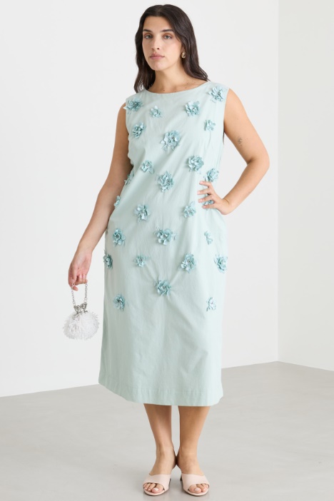 Poplin dress with floral appliqués - Intrend