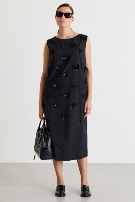 Poplin dress with floral appliqués - Intrend