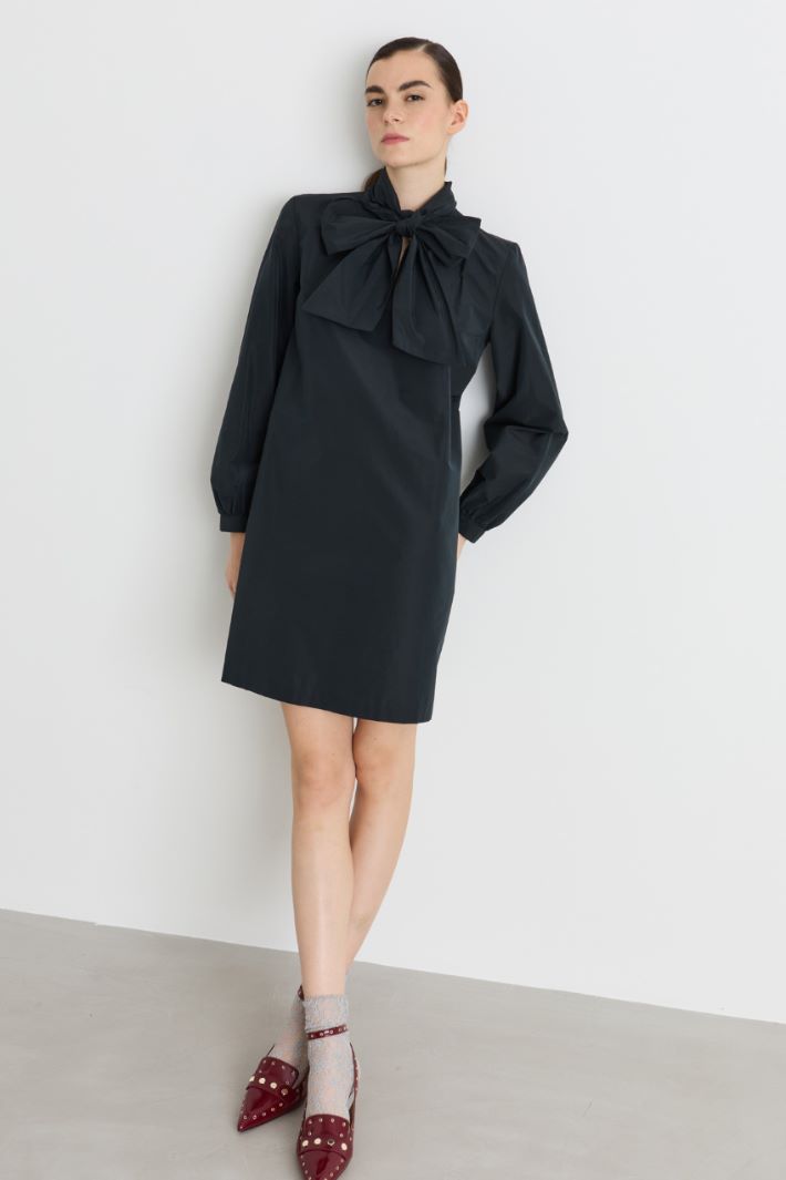 A-line dress with scarf collar - BLACK - Intrend - 2