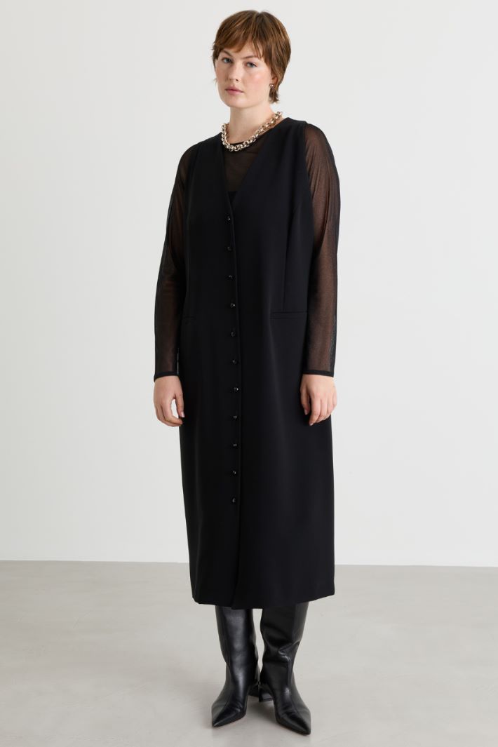 Button-Front Dress - BLACK - Intrend - 2