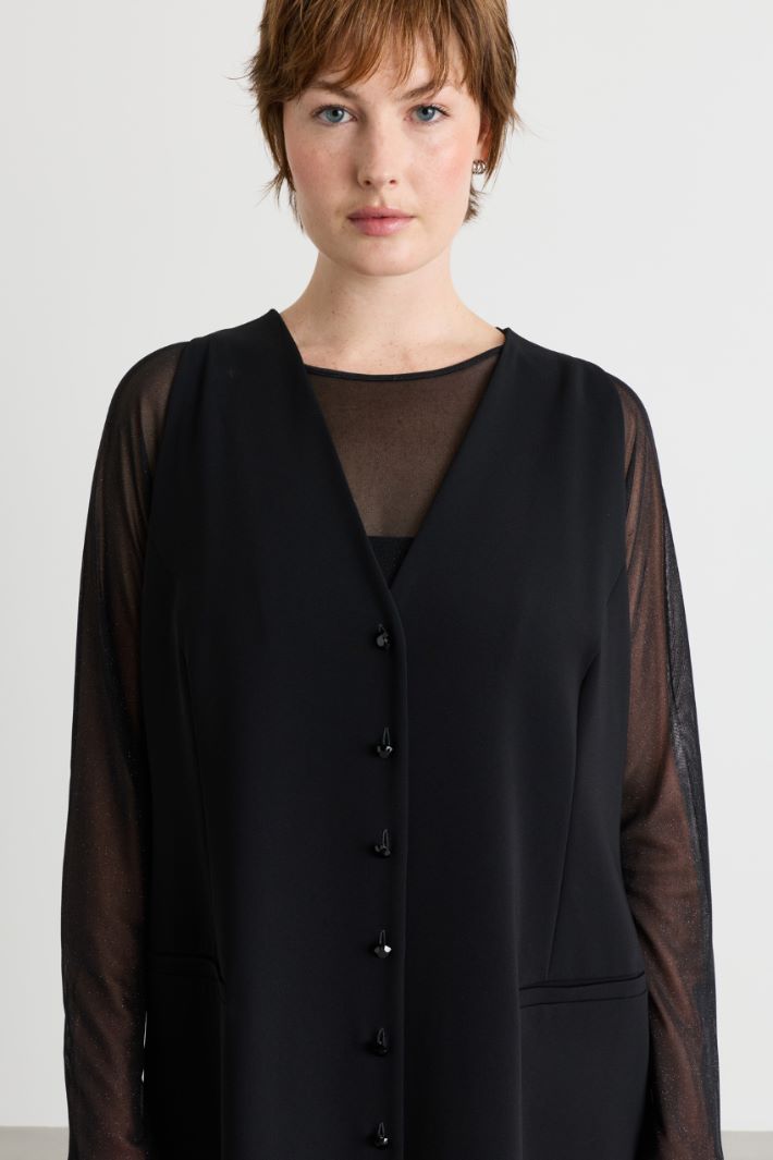 Button-Front Dress - BLACK - Intrend - 3