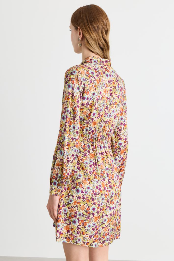 Wrap shirt dress - WHITE ORANGE - Intrend - 4