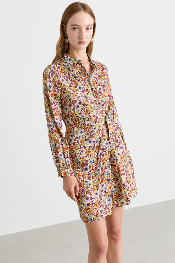 Wrap shirt dress - WHITE ORANGE - Intrend - 2