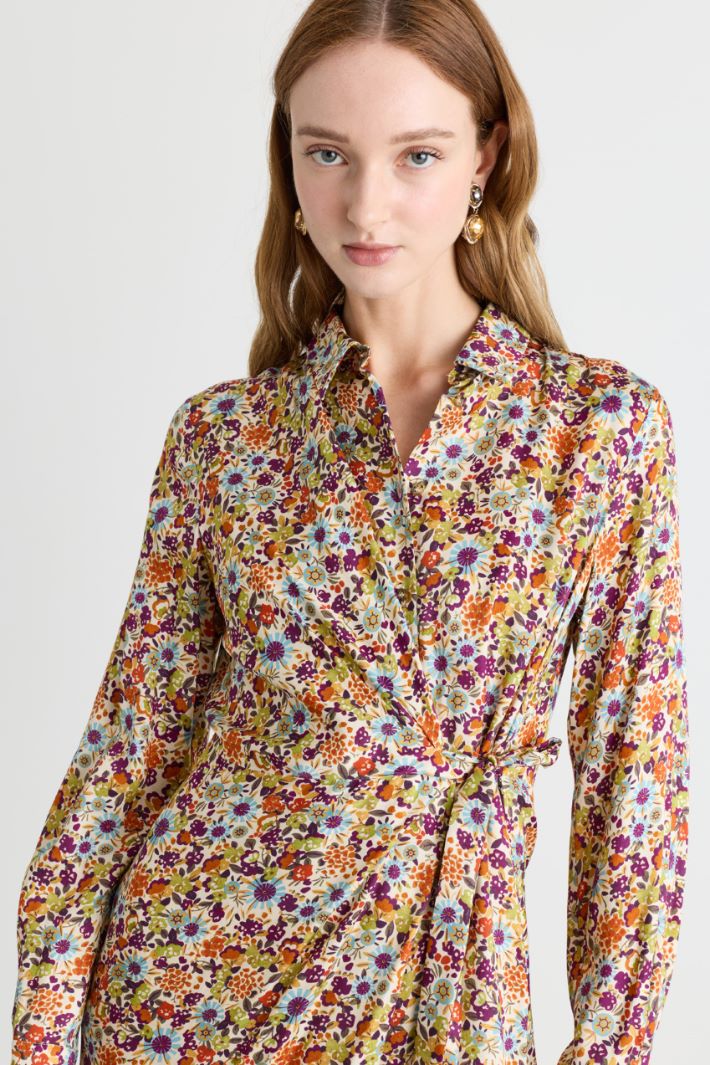 Wrap shirt dress - WHITE ORANGE - Intrend - 3