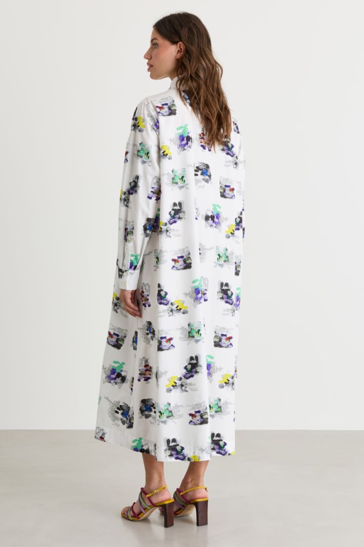 Printed poplin dress - WHITE GRIS - Intrend - 4