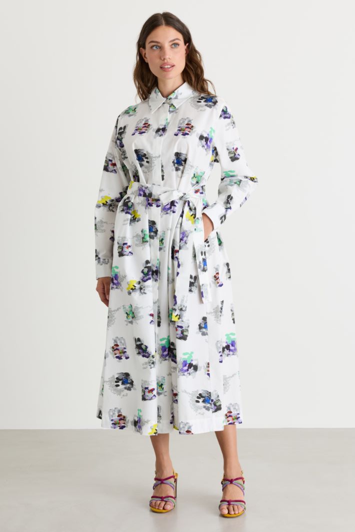 Printed poplin dress - WHITE GRIS - Intrend - 2