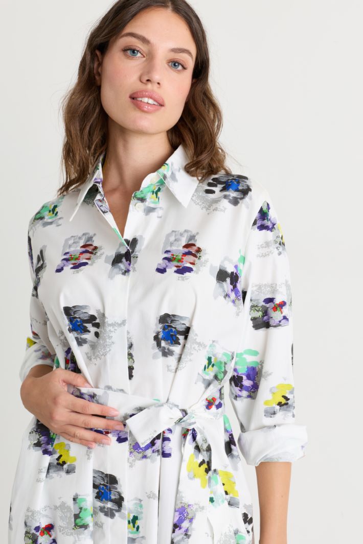 Printed poplin dress - WHITE GRIS - Intrend - 3