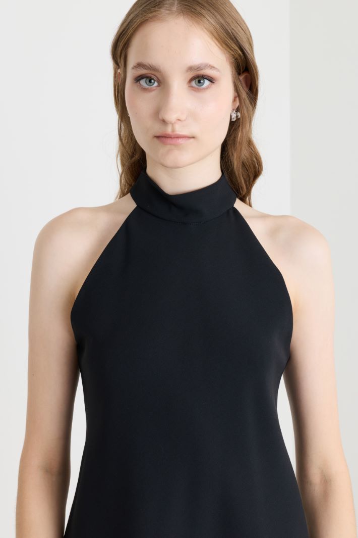 Crêpe Halterneck Dress - BLACK - Intrend - 3