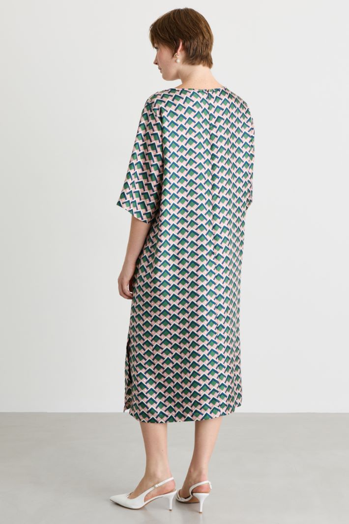 Abito in twill con spacchi sovrapposti - BLU  VERDE - Intrend - 4