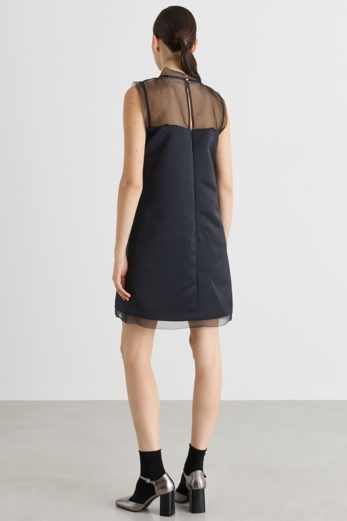 A-line dress with organza insert - BLACK - Intrend - 4