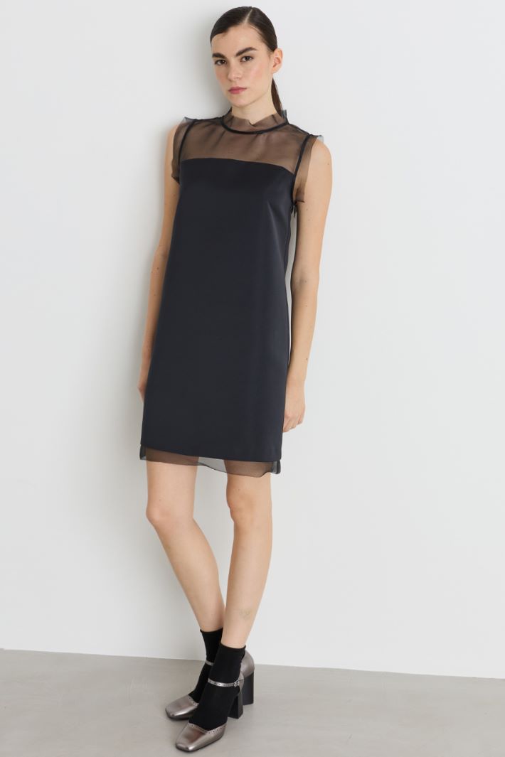 A-line dress with organza insert - BLACK - Intrend - 2