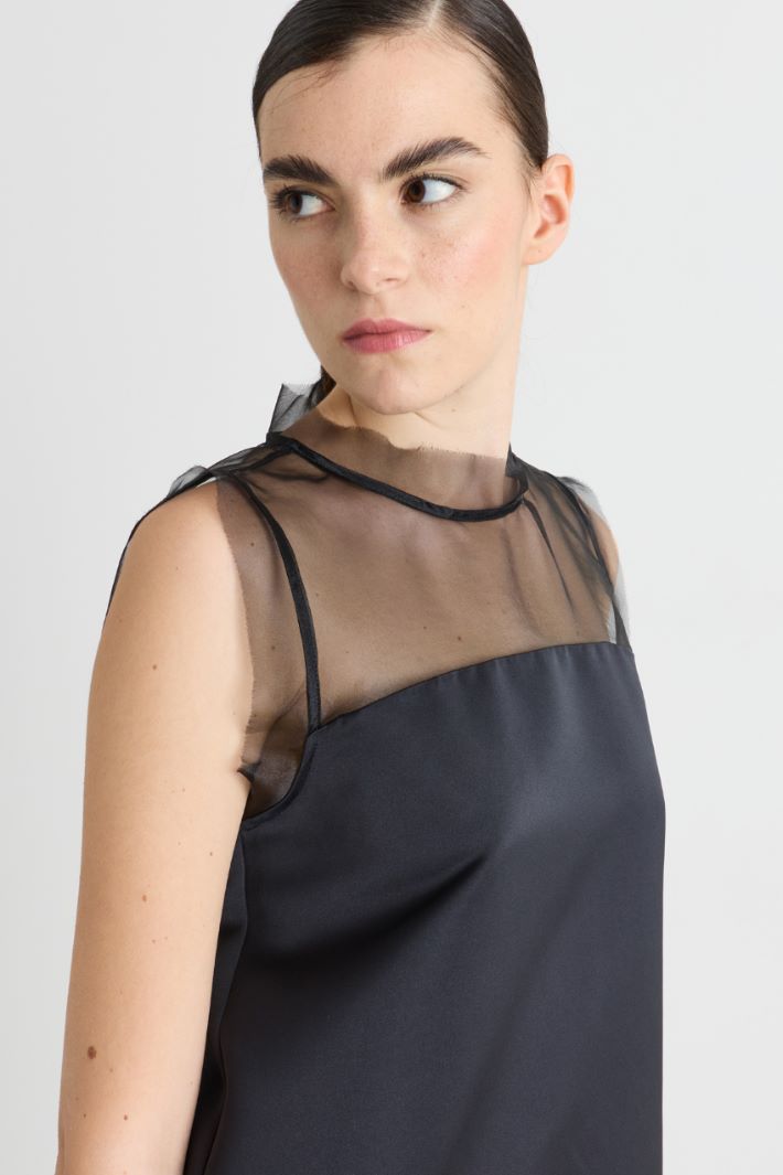A-line dress with organza insert - BLACK - Intrend - 3