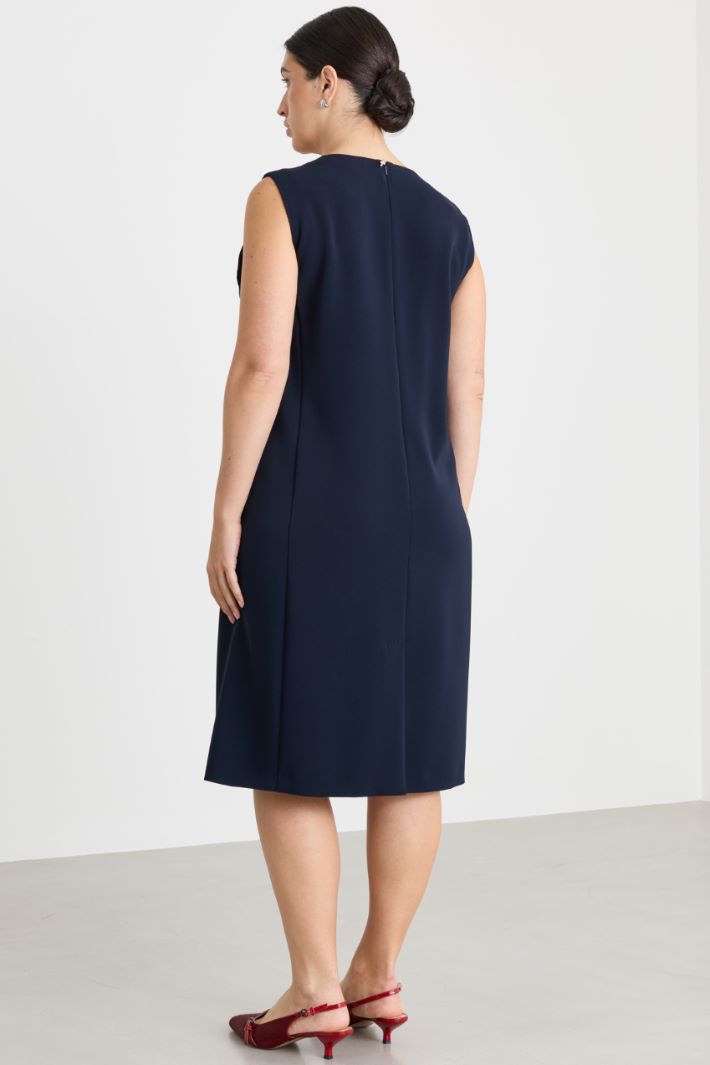 Sleeveless cady dress with pockets - BLUE - Intrend - 4
