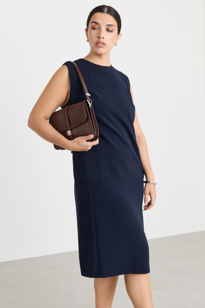 Sleeveless cady dress with pockets - BLUE - Intrend - 2