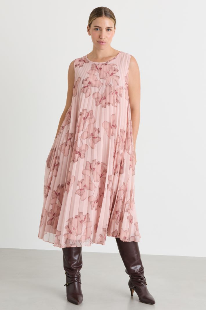 Pleated georgette dress - PINK - Intrend - 2