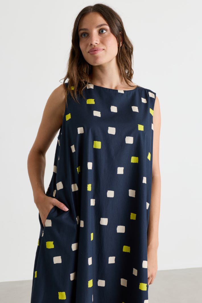 Printed poplin dress - BLUE - Intrend - 3
