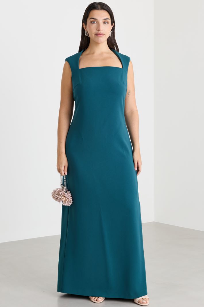 Cady dress with a sculpted neckline - GREEN - Intrend