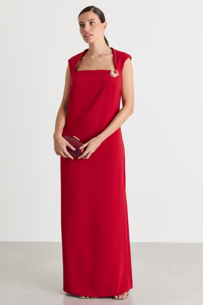 Cady dress with a sculpted neckline - RED - Intrend