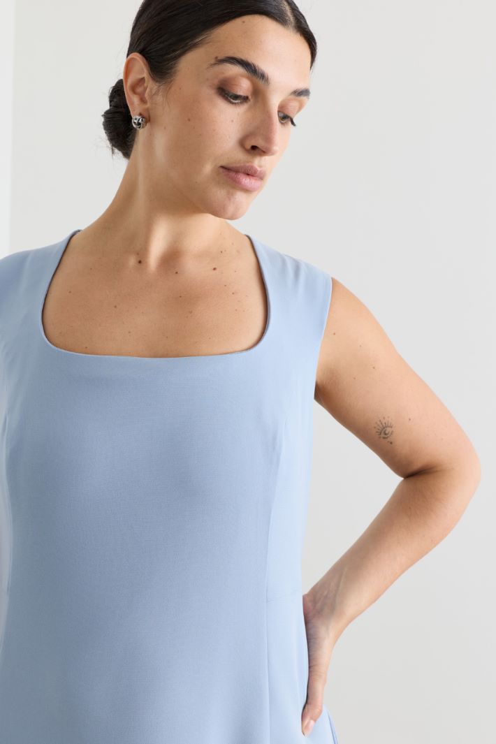 Robe asymétrique en cady - BLEU CLAIR - Intrend - 3
