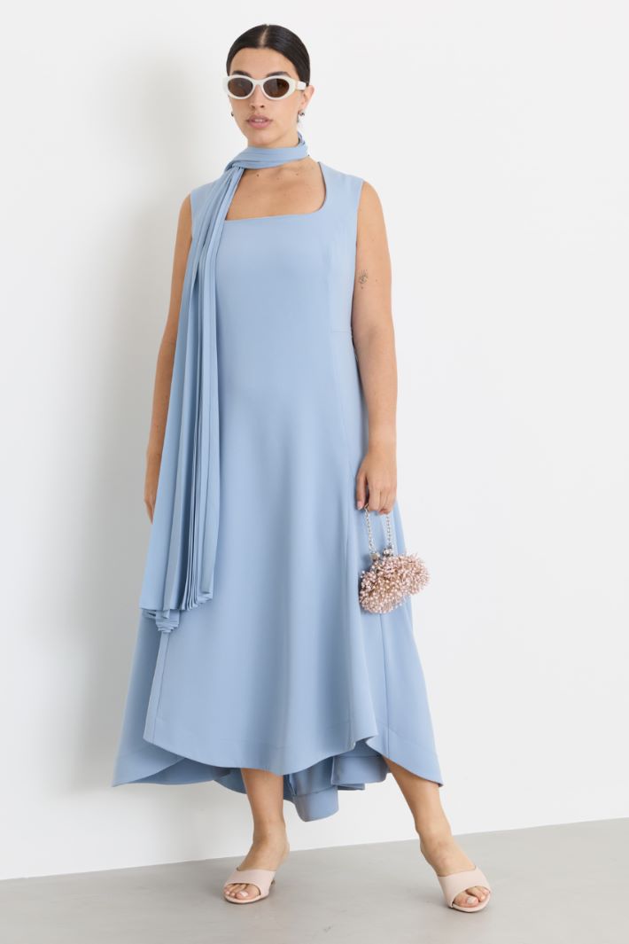 Robe asymétrique en cady - BLEU CLAIR - Intrend