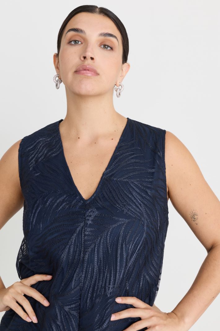 Embroidered tulle dress - BLUE - Intrend - 3