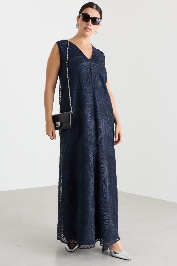Embroidered tulle dress - BLUE - Intrend
