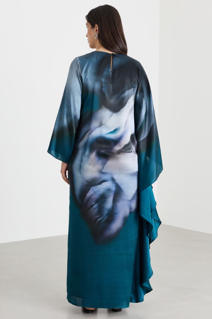 Asymmetric satin dress - GREEN - Intrend - 4
