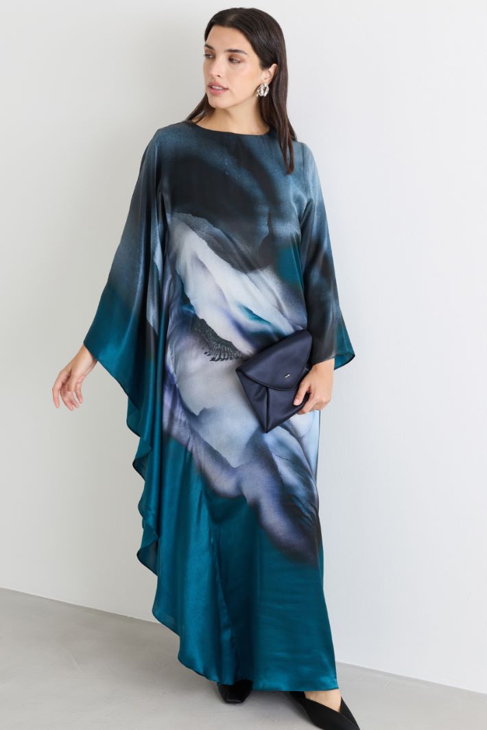 Asymmetric satin dress - GREEN - Intrend - 2