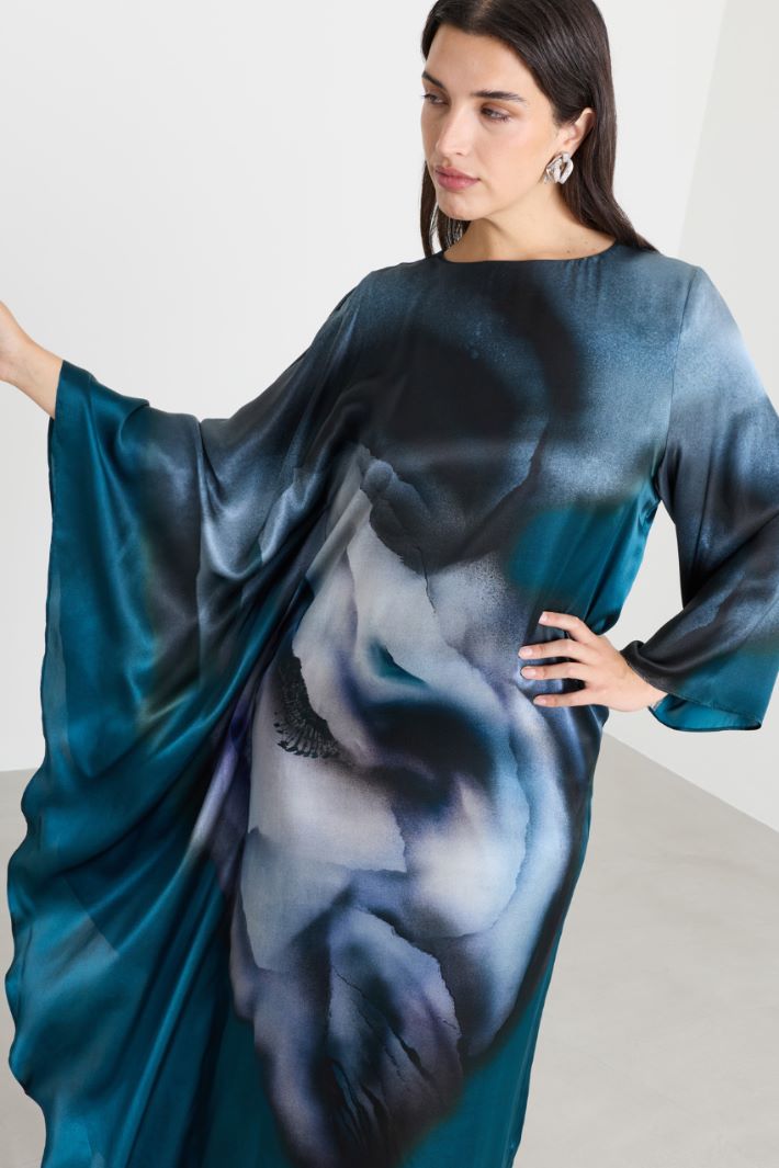 Asymmetric satin dress - GREEN - Intrend - 3
