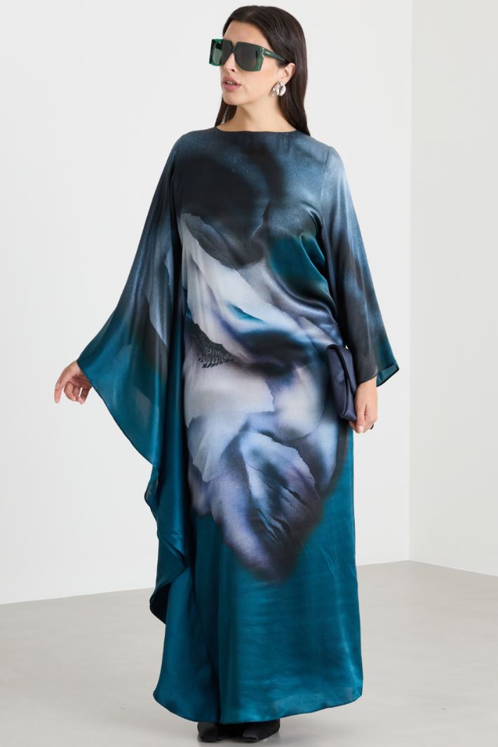 Asymmetric satin dress - GREEN - Intrend