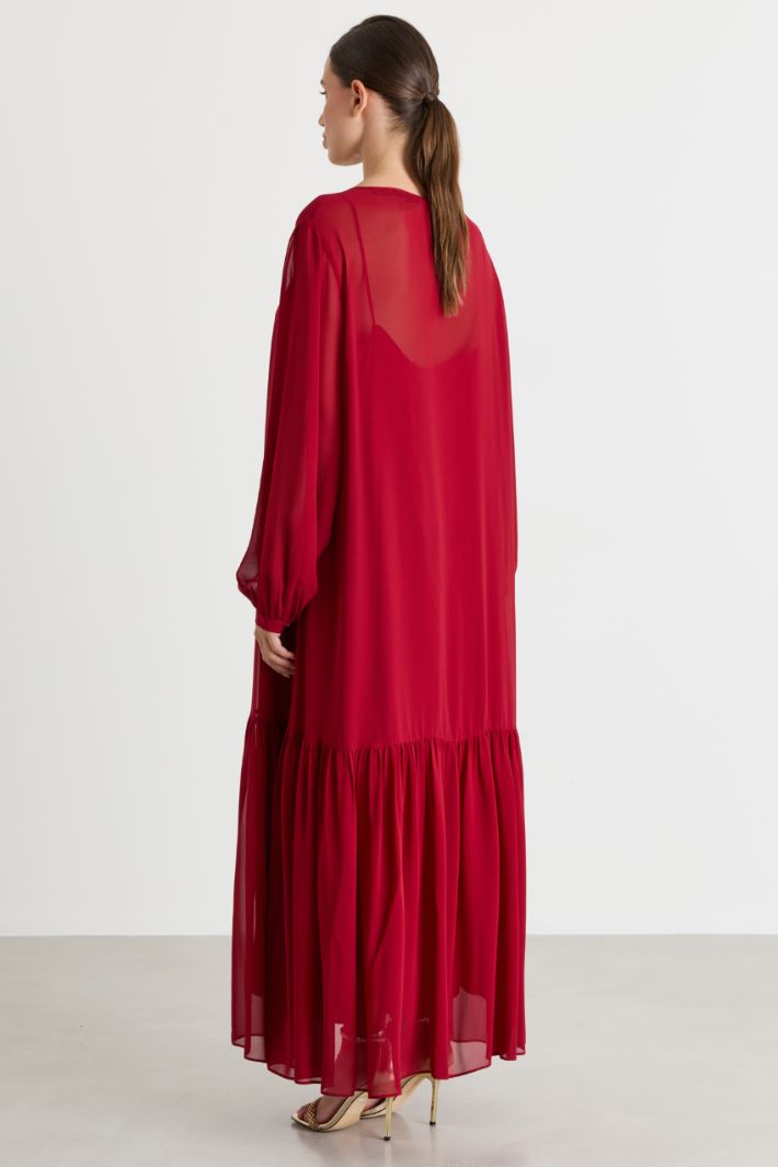 Long georgette dress - RED - Intrend - 4
