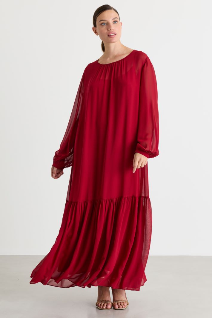 Long georgette dress - RED - Intrend - 2