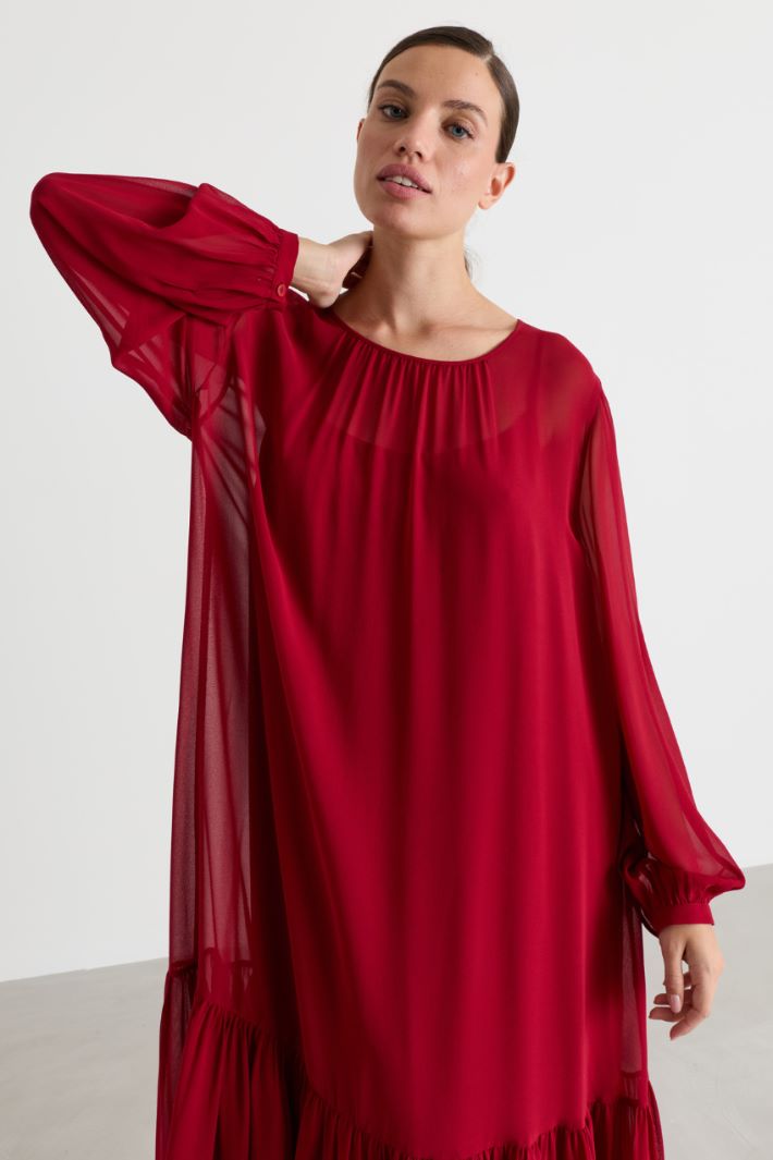 Long georgette dress - RED - Intrend - 3