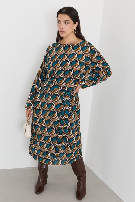 Abito ampio in crepe de chine