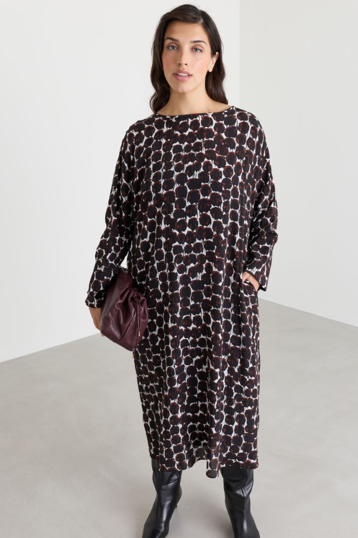 Loose-fit crepe de chine dress - BROWN - Intrend - 2