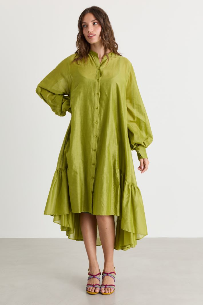 Abito in voile con balza - VERDE - Intrend - 2