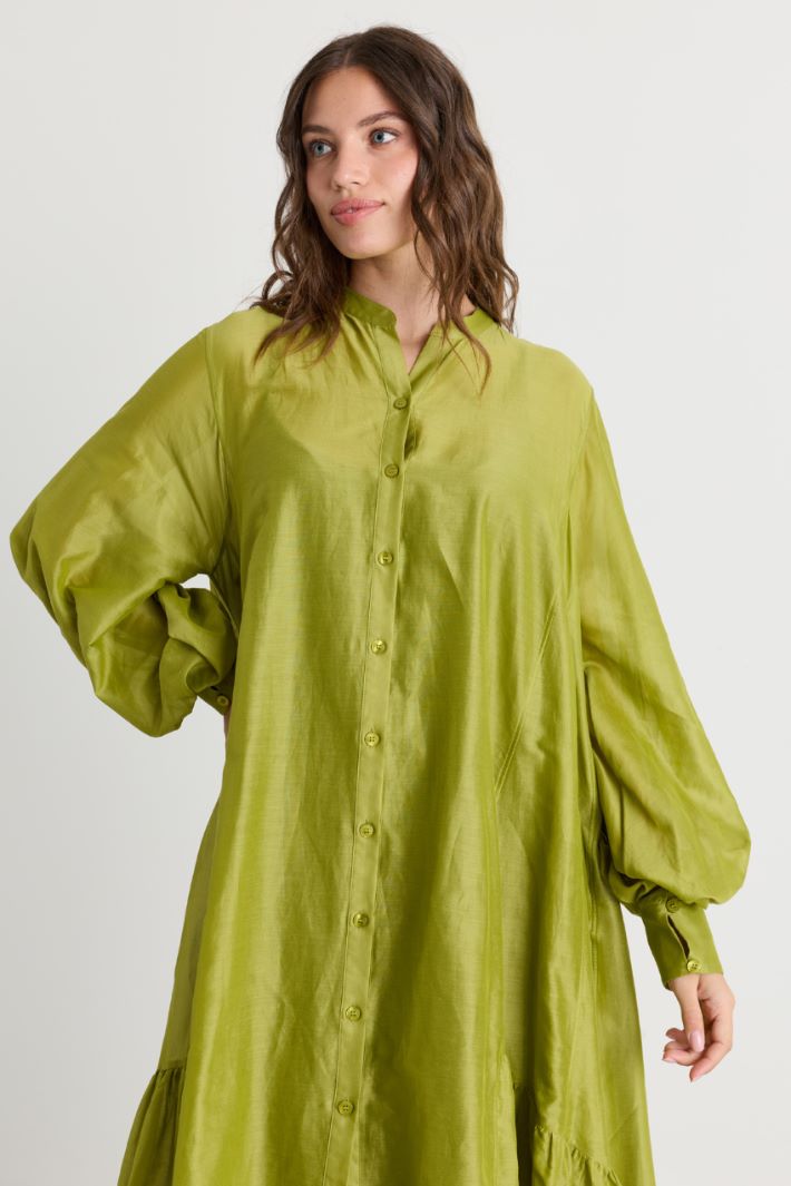 Abito in voile con balza - VERDE - Intrend - 3