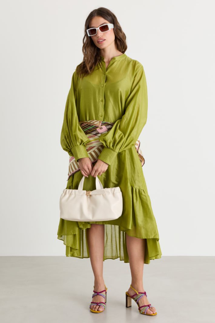 Abito in voile con balza - VERDE - Intrend