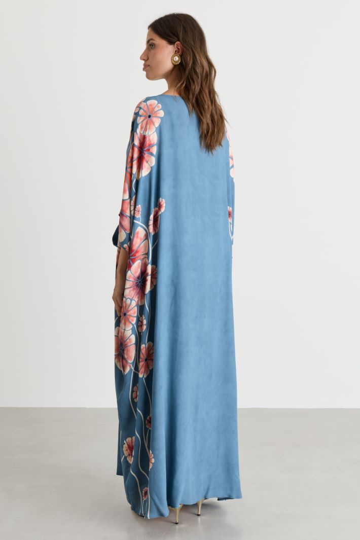Double georgette kaftan dress - LIGHT BLUE PINK - Intrend - 4